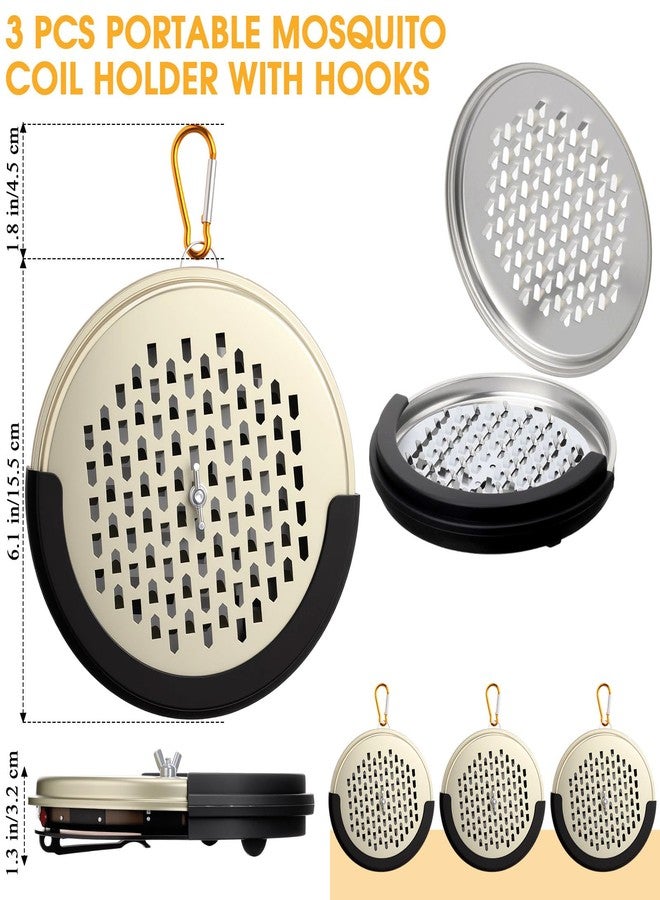 Colingmill 3 Pcs Portable Mosquito Coil Holder Hanging Incense Burner Coils with Hook for Indoor Outdoor Camping Hiking Fishing(Stylish,Gold) - Image 2